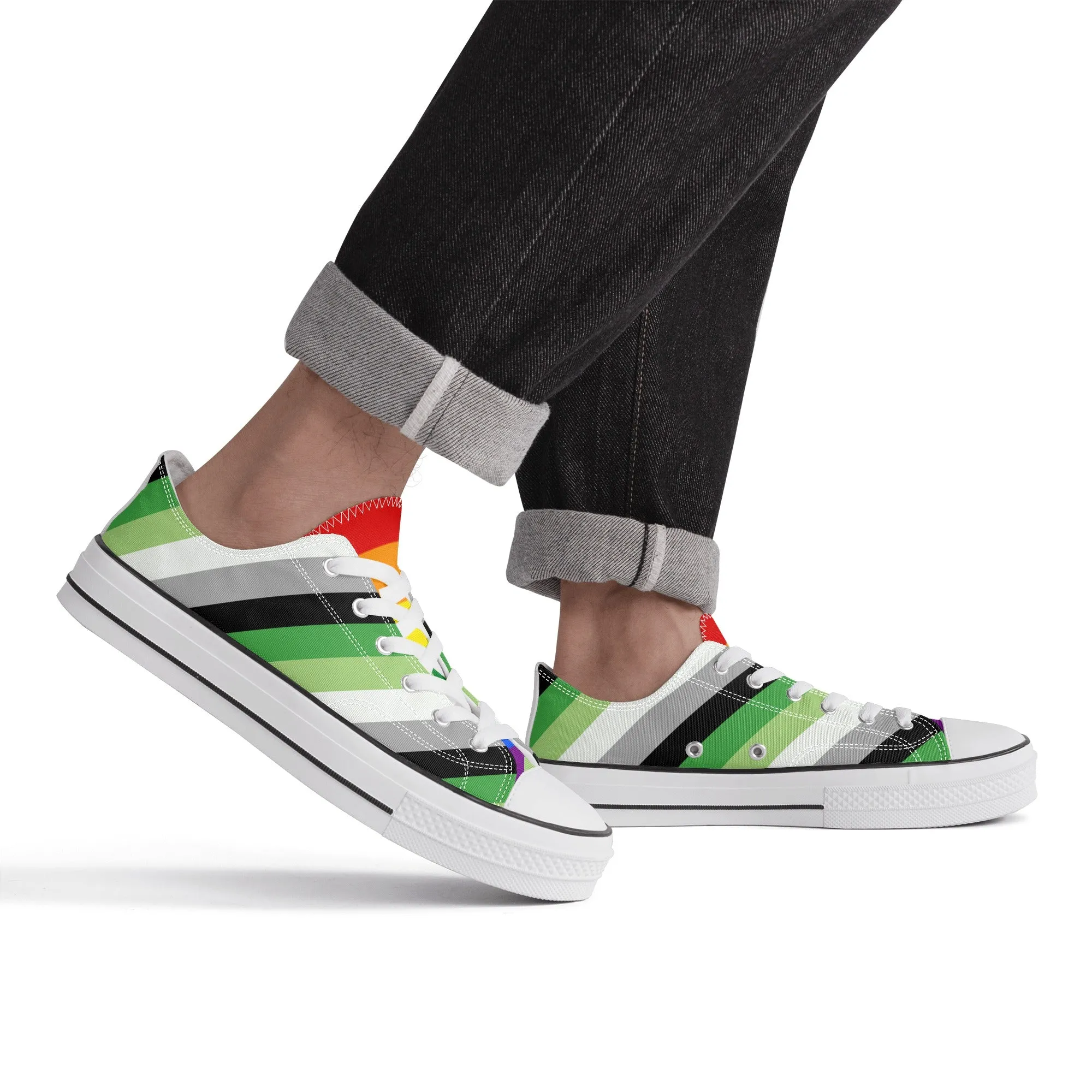 Aromantic Pride Collection - Mens Classic Low Top Canvas Shoes for the LGBTQIA  community